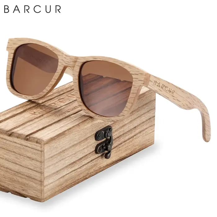 Lunettes de soleil en bois naturel hommes