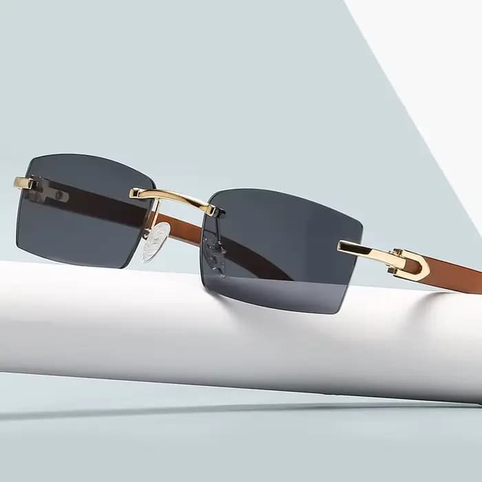 Lunettes de soleil rectangulaires sans bords pour hommes