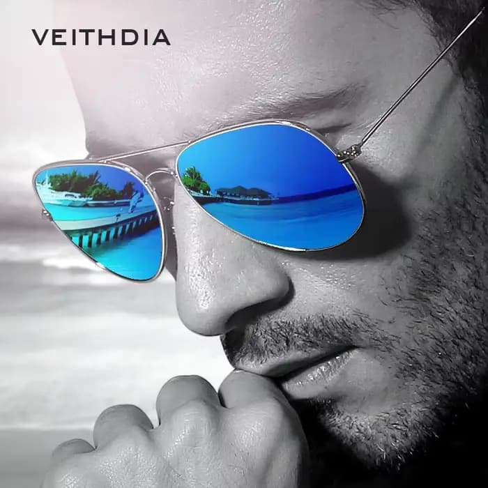 VEITHDIA lunettes de soleil unisexe classique conduite hommes femmes sport polarisé UV400 miroir lentille mode