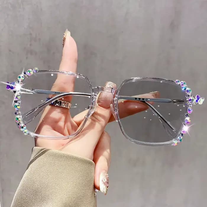 Lunettes photochromiques en diamant, bijoux à la mode, lunettes de myopie à couleur changeante, avec sensation haut de gamme-0-4