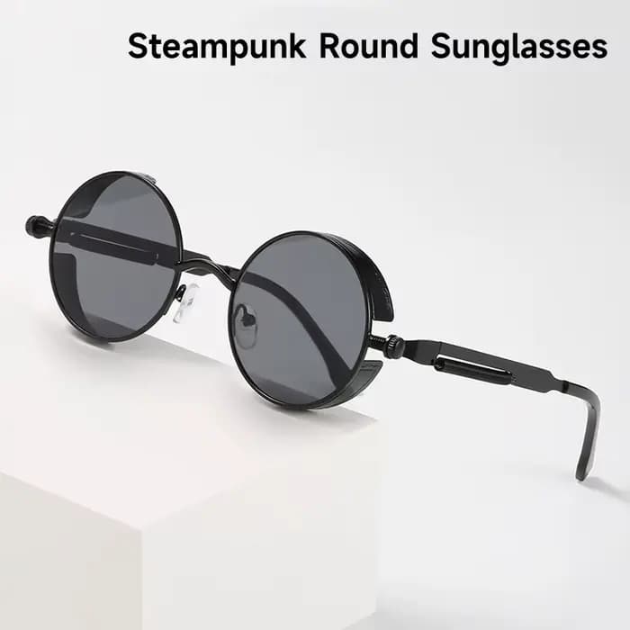 Lunettes de soleil rondes Steampunk pour hommes et femmes