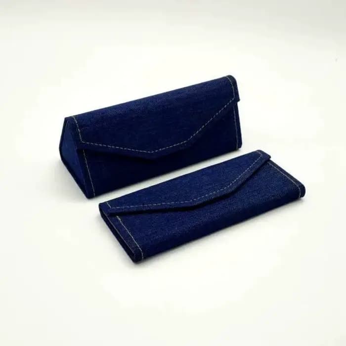 Étui à lunettes pliant Triangle en tissu Denim