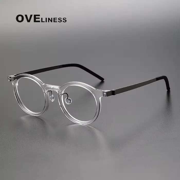 Acétate titane lunettes cadre hommes rétro Vintage rond montures