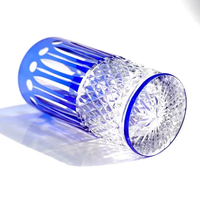 Edo Kiriko-Verre à boire du vin bleu, verre en cristal sans plomb, sculpté à la main, meilleur cadeau pour mariage