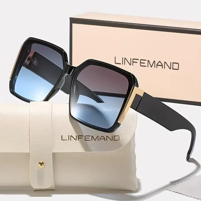 LINFEMAND mode grand cadre décoration lunettes pour femmes UV400