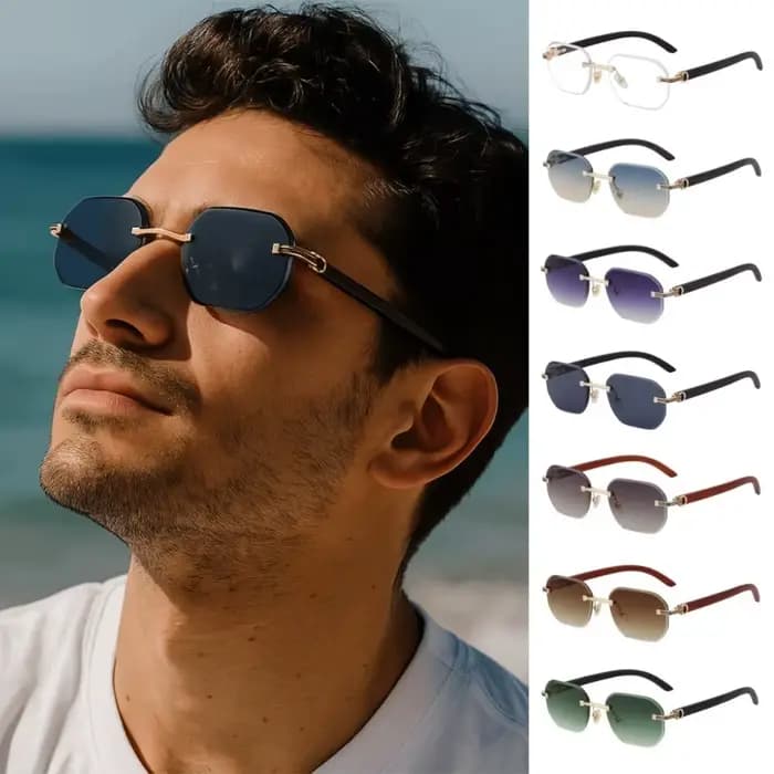 Lunettes de soleil sans monture effet bois