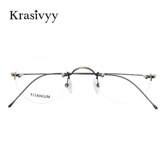 Krasivyy Vintage rond sans monture lunettes hommes titane optique myopie Prescription