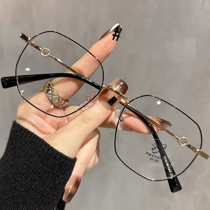 OKH vente chaude or soie grand cadre polygonal lunettes de lecture