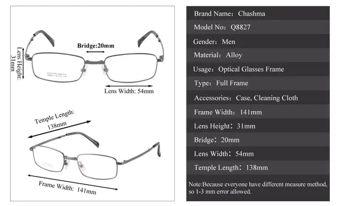 Lunettes de vue pliables pour hommes
