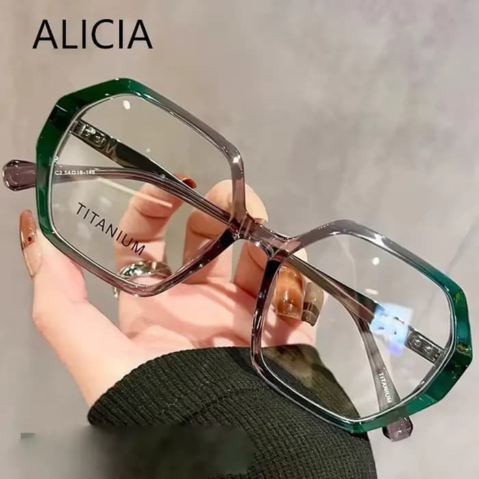 ALICIA femme grande taille lunettes mode Ultra léger TR90 polygone