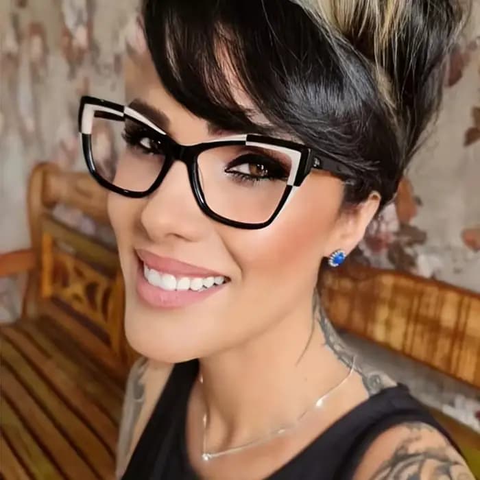 Lunettes de vue œil de chat pour femmes, verres plats, anti-lumière bleue, à la mode