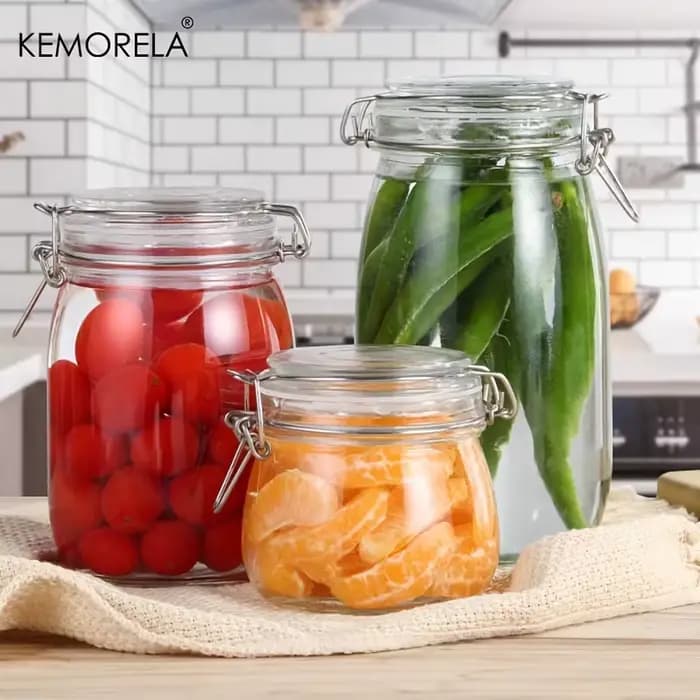 Pot de rangement en verre Borosilicate avec couvercle de verrouillage hermétique, sans BPA, lavable au lave-vaisselle, idéal pour les grains de café, les Fruits et les noix, 1 pièce