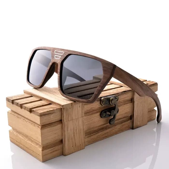 Y2K – lunettes de soleil polarisées carrées en noyer pour hommes et femmes
