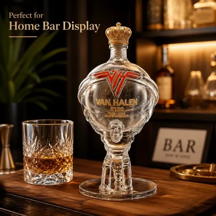Carafe en verre inspirée de Van Halen, bouteille de whisky 40e anniversaire, décoration de bar, cadeau pour les fans de musique