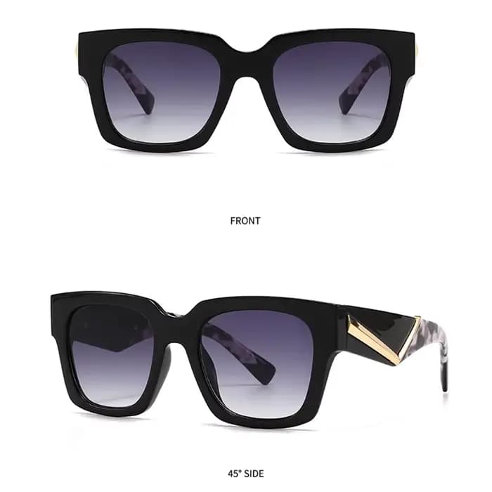 Lunettes de soleil carrées vintage à grande monture pour femmes et hommes