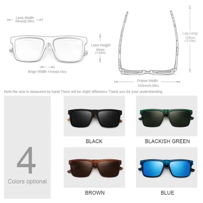 Oi bois nouvelles lunettes de soleil carrées de haute qualité pour hommes polarisées UV400 mode