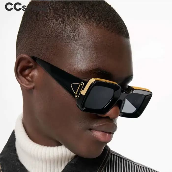 Lunettes de soleil rectangulaires à grand cadre pour hommes et femmes