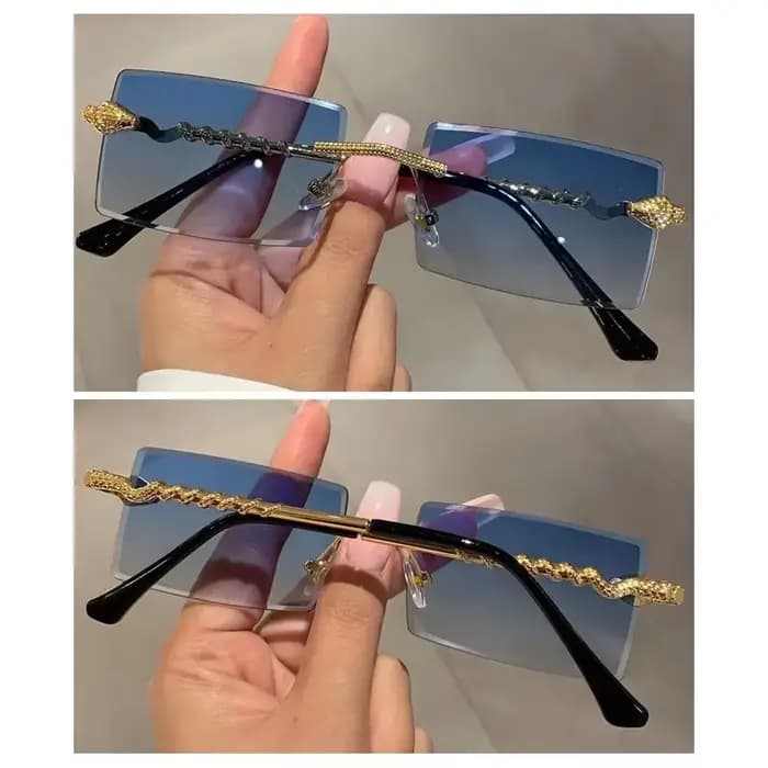 Lunettes de soleil tendance sans monture en métal en forme de serpent, monture carrée, verres dégradés, pour femmes et hommes