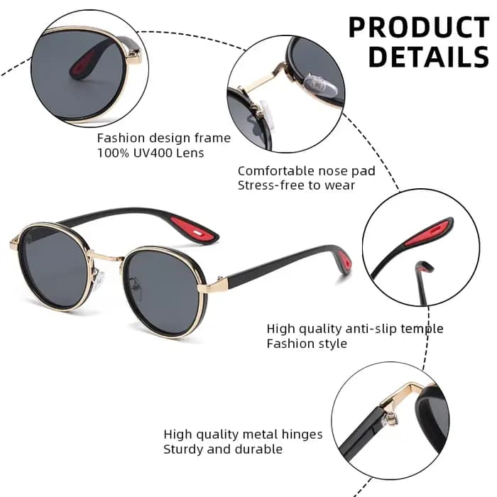 Lunettes de soleil rondes rétro pour hommes et femmes