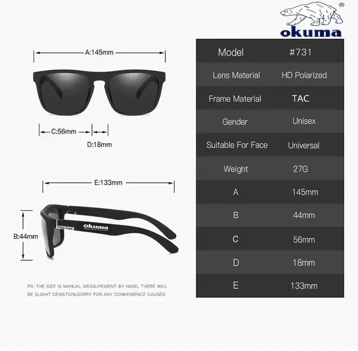 Lunettes de soleil polarisées Okuma UV400 pour hommes et femmes