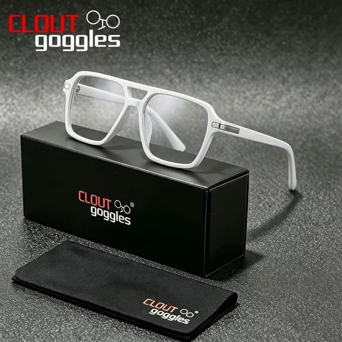 CLOUT GOGGLES Nouvelle Monture de Lunettes Tendance Homme Femme Cadre Carré Classique Verres Anti-Lumière Bleue Marque