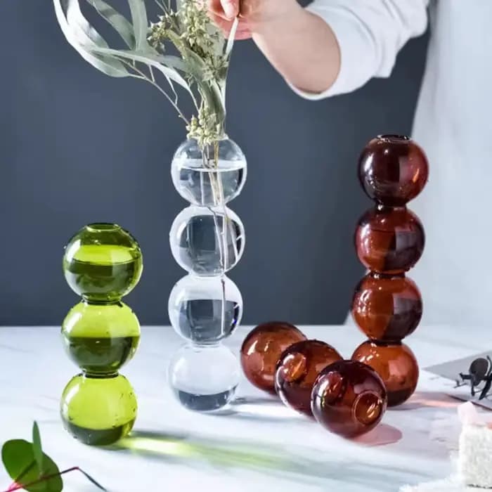 Vase en verre romantique, décoration de Table, Pot de fleur hydroponique moderne et créatif, Vase de fleur sphérique Simple et amusant, noël