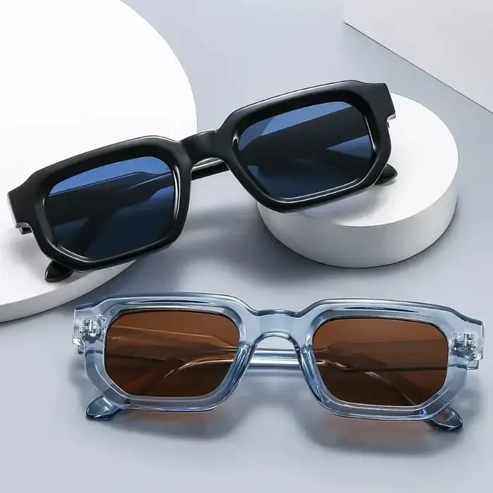 Lunettes de soleil carrées bleues tendance pour femmes et hommes