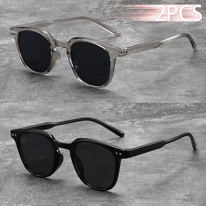 2 Paires de Lunettes de Soleil Unisexe Rondes et Tendance avec Verres Rose Dégradé