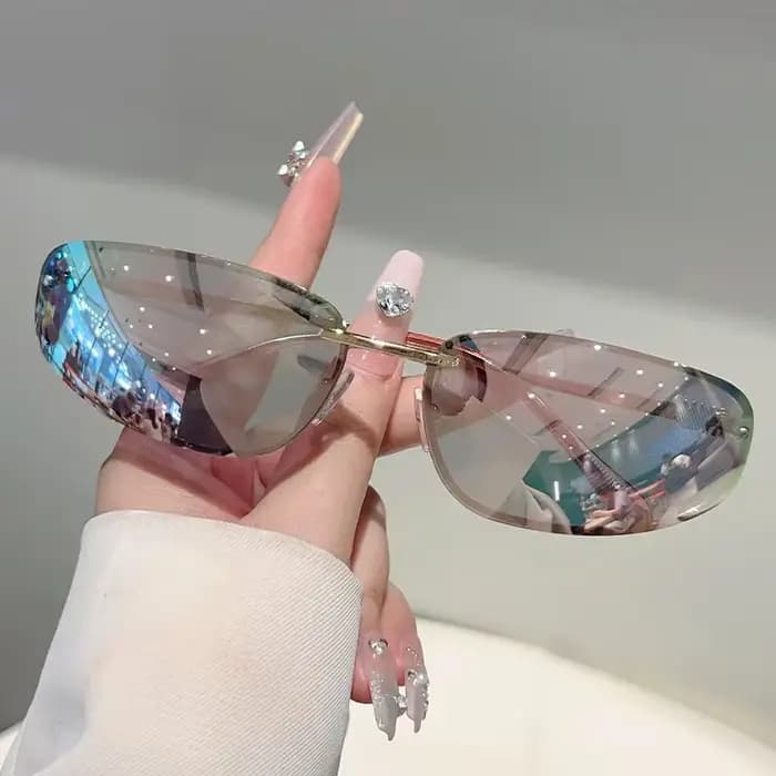 Lunettes de soleil argentées Y2K pour femmes