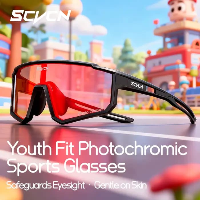 SCVCN enfants lunettes de sport UV400 lunettes de soleil photochromiques en plein air garçons filles enfants skateboard vélo baseball Golf accessoires
