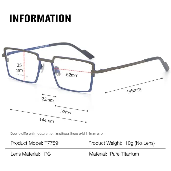 Montures de lunettes en titane pur pour hommes