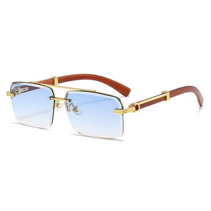 Grain de bois carré sans monture lunettes de soleil femmes rétro hommes