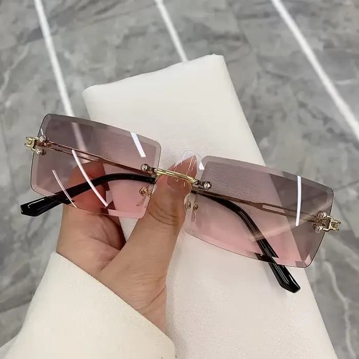Lunettes de soleil rectangulaires sans monture pour femmes