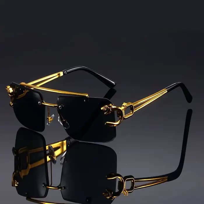 Lunettes de soleil vintage de luxe dorées