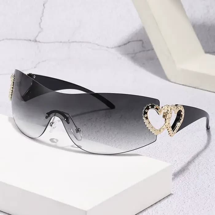 Femmes Mode Tendance Lunettes De Soleil Sans Monture One Piece De Luxe