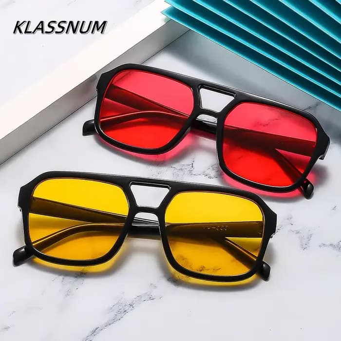 Lunettes de soleil carrées à Double pont