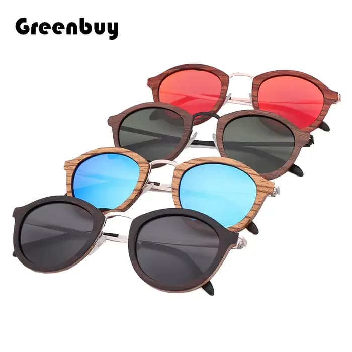 Lunettes de soleil intercalaire en bois pour femmes