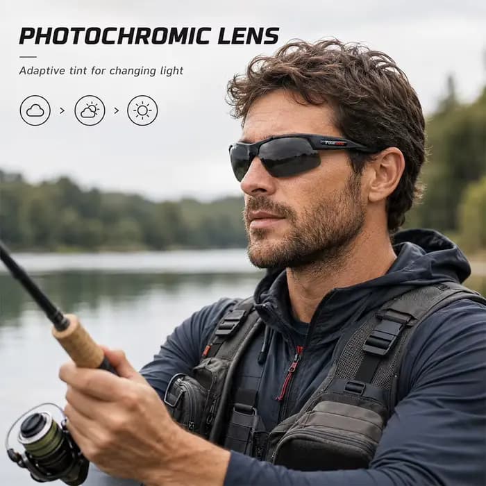 Lunettes de soleil sport polarisées demi-cerclées pour hommes