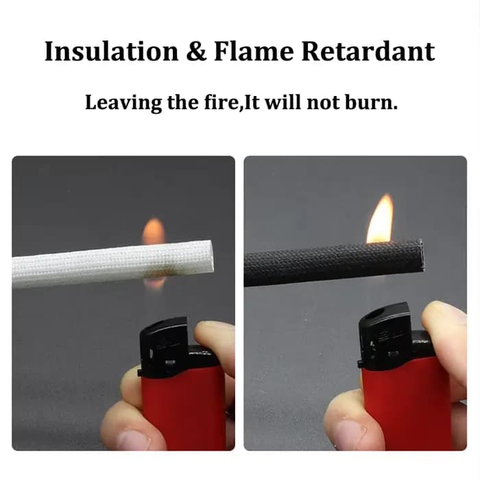 200 ℃   Manchon en résine de silicone et fibre de verre 1 2 3 4 5 6 8 10 12 14 16 18 20 25mm, gaine tressée isolante en fibre de verre résistante aux flammes