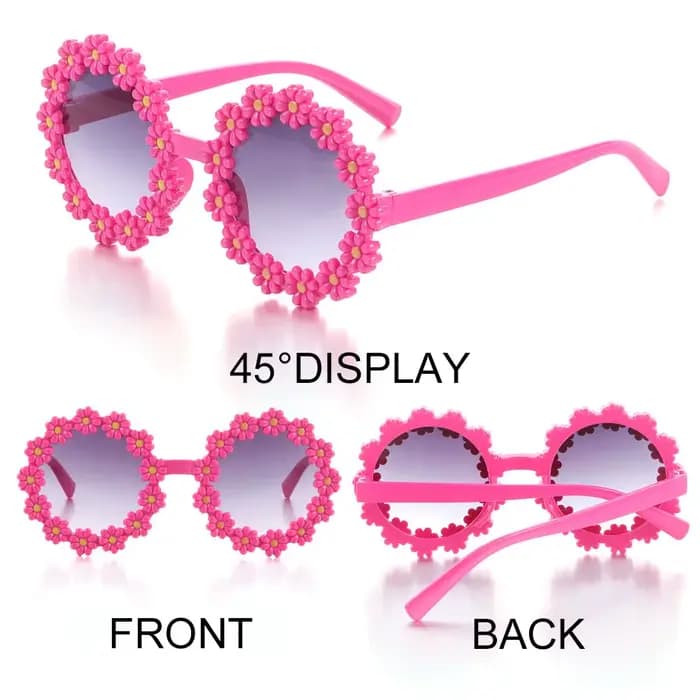 Lunettes de soleil rondes à fleurs pour enfants