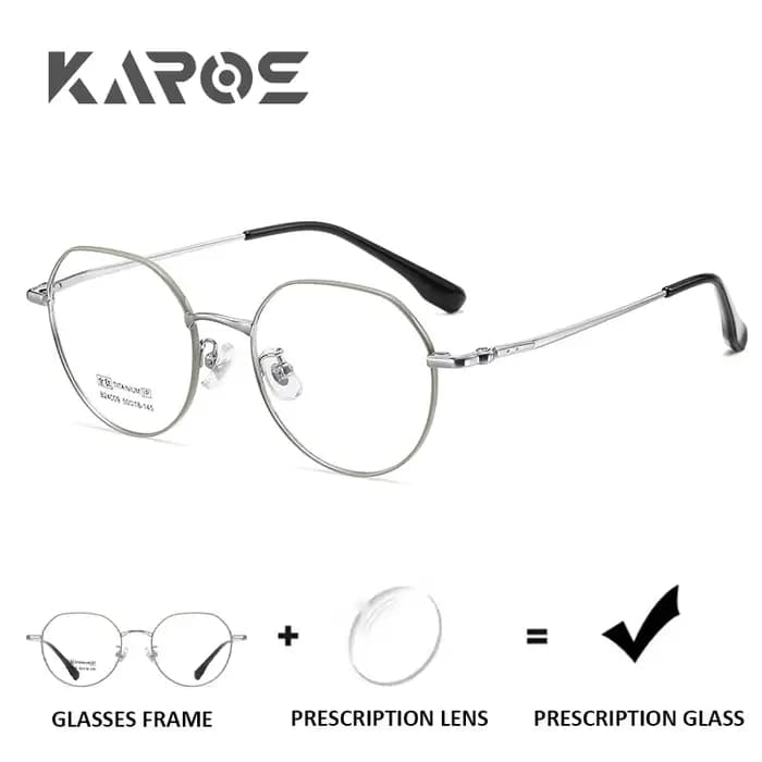 Lunettes de prescription progressives rondes entièrement en titane KAROS ﻿ Lentilles optiques