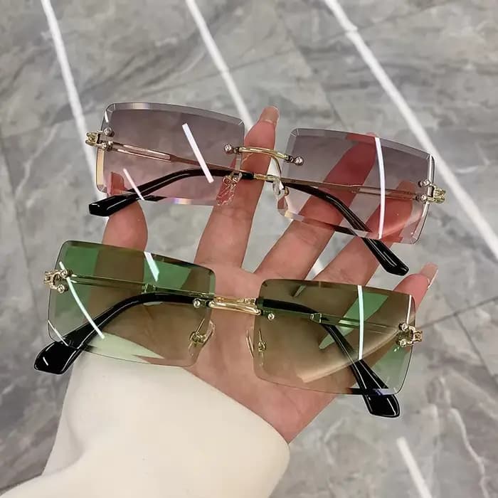 Lunettes de soleil rectangulaires sans monture pour femmes