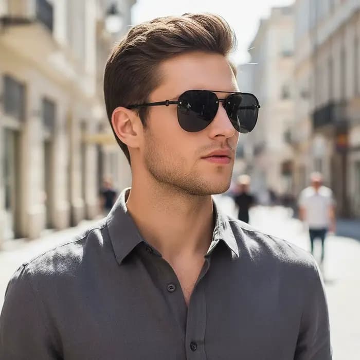 Lunettes de soleil semi-montantes à double barre pour hommes