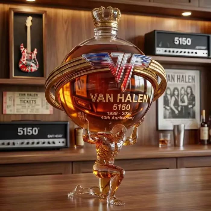 Carafe en verre inspirée de Van Halen, bouteille de whisky 40e anniversaire, décoration de bar, cadeau pour les fans de musique