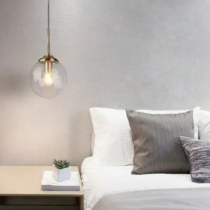 Lampe suspendue en verre LED nordique moderne de luxe, lustre créatif en métal pour salon, salle à manger, chevet, petite lampe suspendue simple