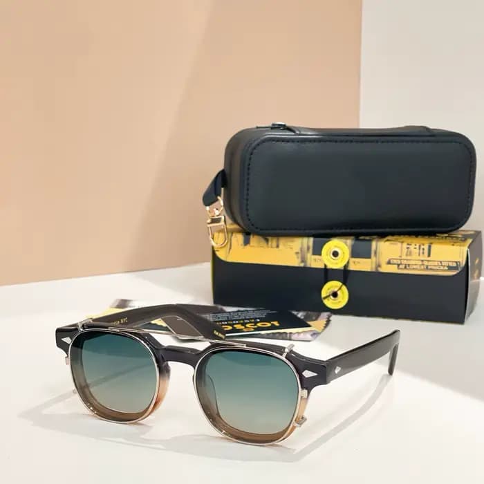 Lunettes de soleil à clipser 2-en-1 en acétate vintage DOLT 46 mm pour hommes et femmes