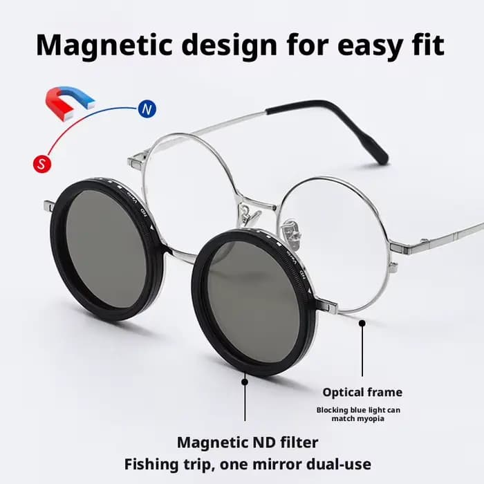 Lunettes à clip magnétique rondes pour hommes et femmes