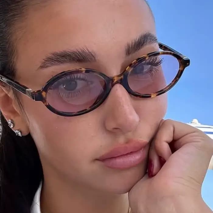 Lunettes de soleil Vintage ovales léopard noir pour femmes