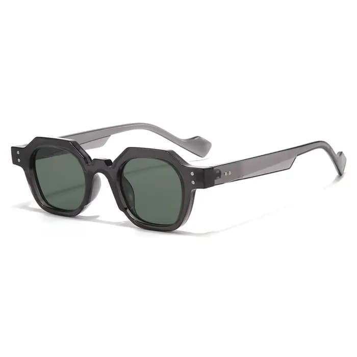 Vintage polygone carré femmes lunettes de soleil mode hexagone clair océan lentille nuances UV400 hommes Rivets