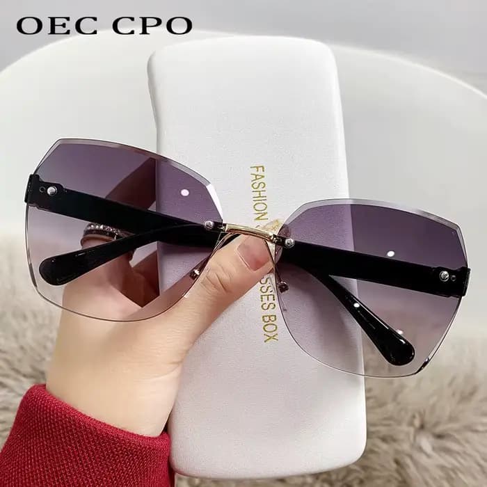 Lunettes de soleil carrées sans monture pour femme